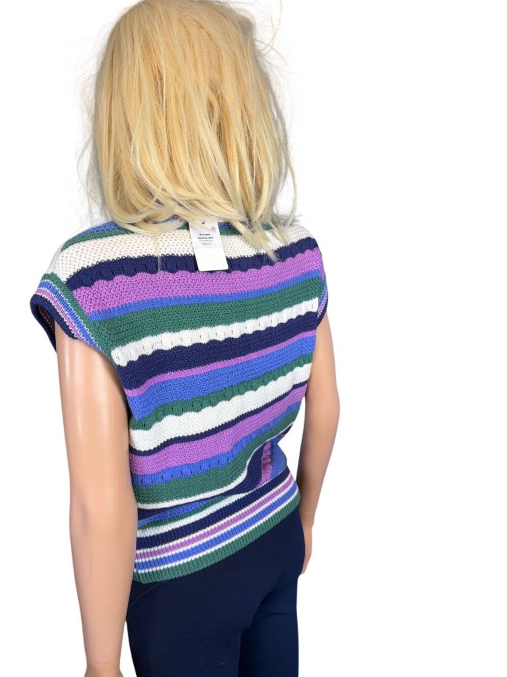 Marine Layer Rory Crochet Vest Cool Stripe Sleeveless Top Knitwear Small NWT - Picture 13 of 15